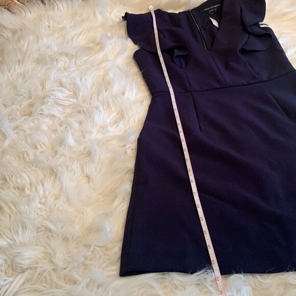 French Connection Summer Whisper Ruffle V Neck Dress in Duchess (Navy) Blue Sz 2 - Picture 8 of 10